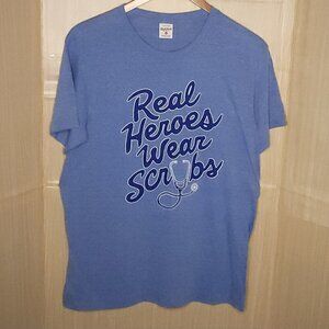 Charlie Hustle Unisex Blue Hero's Wear Scrubs Shirt Large